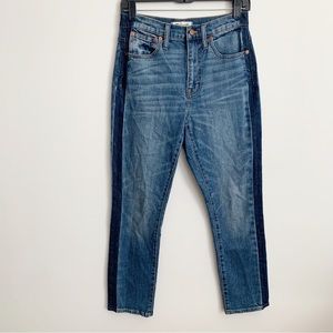 EUC Madewell The High Rise Slim Boyjean Tuxedo Strap Jeans Size 24